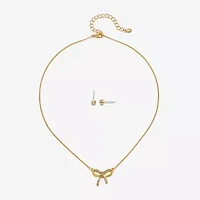 Bijoux Bar Delicates Gold Tone Womens Glass Bow 2-pc. Jewelry Set