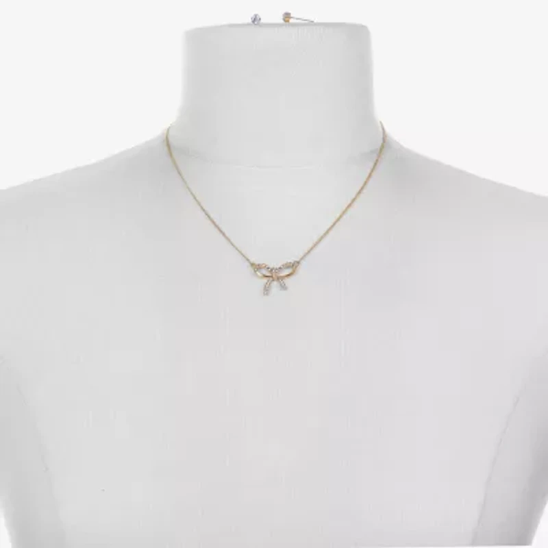 Bijoux Bar Delicates Gold Tone Womens Glass Bow 2-pc. Jewelry Set