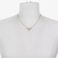 Bijoux Bar Delicates Gold Tone Womens Glass Bow 2-pc. Jewelry Set