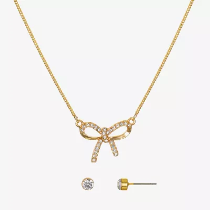 Bijoux Bar Delicates Gold Tone Womens Glass Bow 2-pc. Jewelry Set