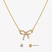 Bijoux Bar Delicates Gold Tone Womens Glass Bow 2-pc. Jewelry Set