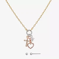 Bijoux Bar Delicates Tri Tone Womens Glass Cross Moon Star 2-pc. Jewelry Set