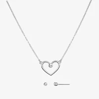 Bijoux Bar Delicates Silver Tone Womens Glass Heart 2-pc. Jewelry Set