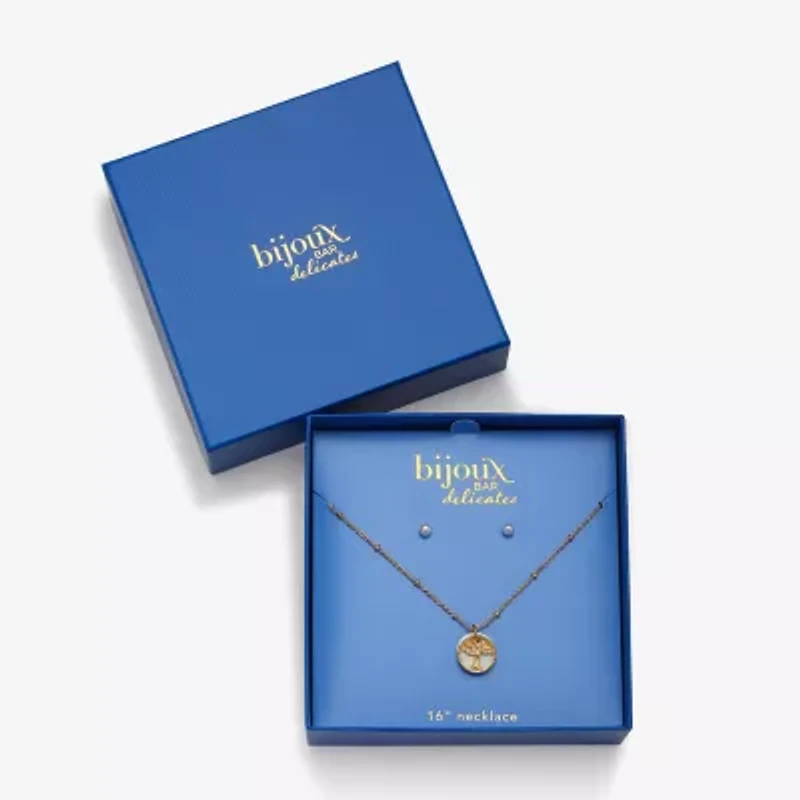 Bijoux Bar Delicates Gold Tone Tree Of Life Womens Round 2-pc. Jewelry Set