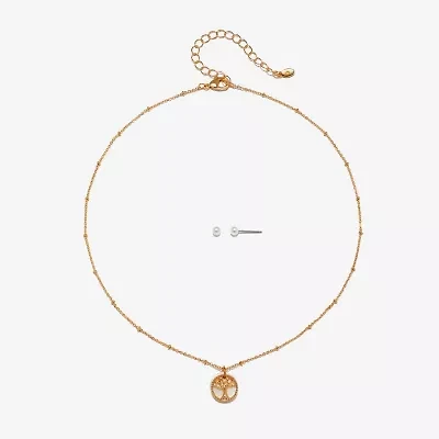 Bijoux Bar Delicates Gold Tone Tree Of Life Womens Round 2-pc. Jewelry Set