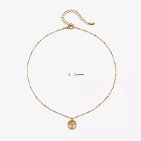 Bijoux Bar Delicates Gold Tone Tree Of Life Womens Round 2-pc. Jewelry Set