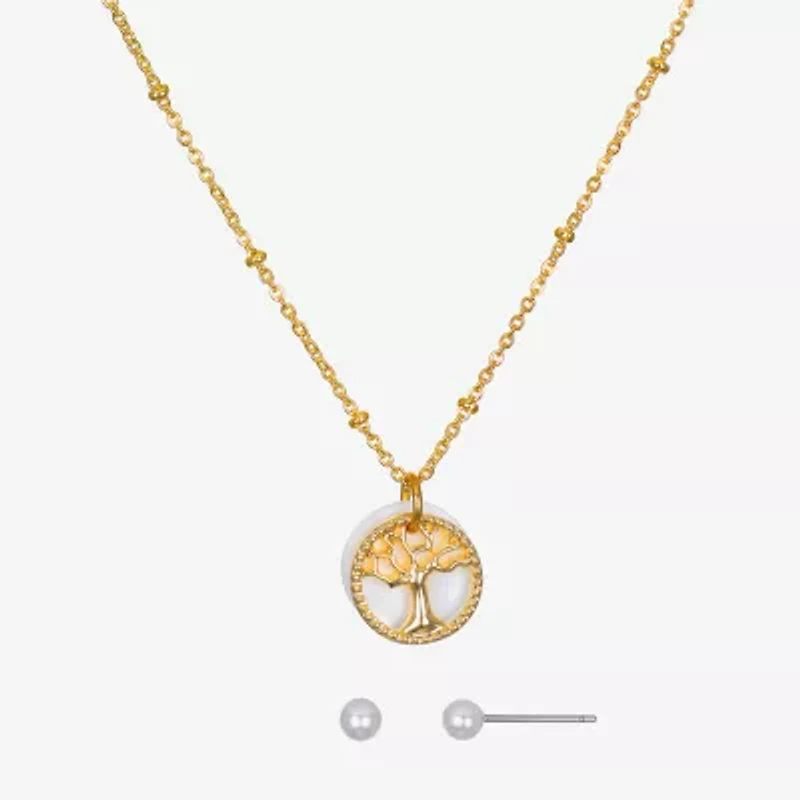 Bijoux Bar Delicates Gold Tone Tree Of Life Womens Round 2-pc. Jewelry Set