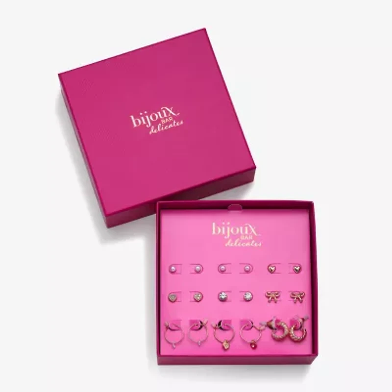 Bijoux Bar Delicates Gold Tone Womens Glass Bow 9 Pair Earring Set