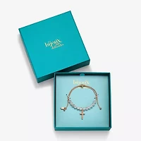 Bijoux Bar Delicates Rose Tone Womens Glass Cross Bolo Bracelet