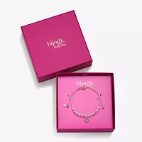 Bijoux Bar Delicates Rose Tone Womens Glass Heart Bolo Bracelet