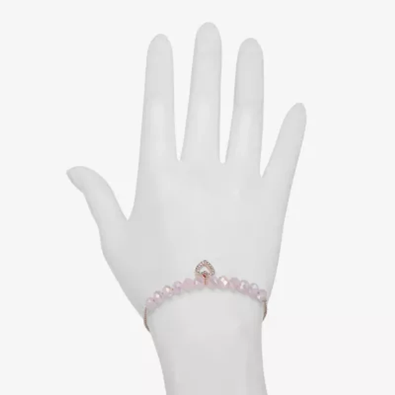 Bijoux Bar Delicates Rose Tone Womens Glass Heart Bolo Bracelet