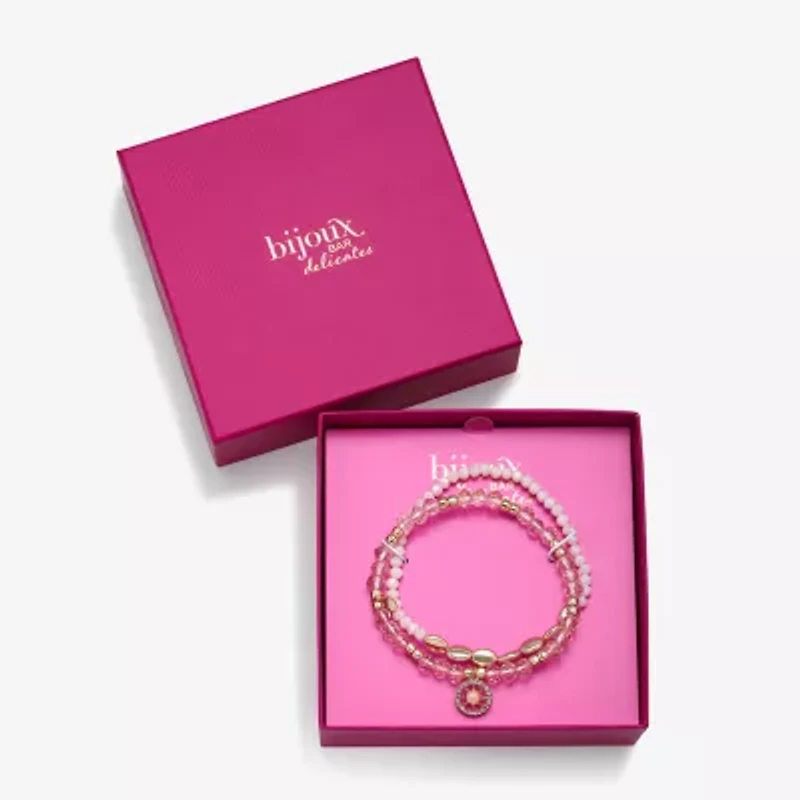 Bijoux Bar Delicates Gold Tone Womens 2-pc. Glass Bracelet Set