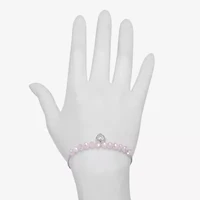 Bijoux Bar Delicates Silver Tone Womens Glass Heart Bolo Bracelet