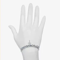 Bijoux Bar Delicates Silver Tone Womens Solid Link Cross Chain Bracelet
