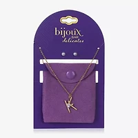 Bijoux Bar Delicates Floral Initial Womens Glass Simulated Pearl 2-pc. Jewelry Set