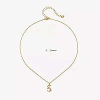 Bijoux Bar Delicates Floral Initial Womens Glass Simulated Pearl 2-pc. Jewelry Set