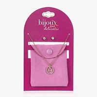 Bijoux Bar Delicates Gold Tone Pave Initial Womens Glass 2-pc. Jewelry Set