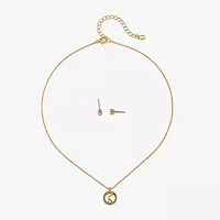 Bijoux Bar Delicates Gold Tone Pave Initial Womens Glass 2-pc. Jewelry Set