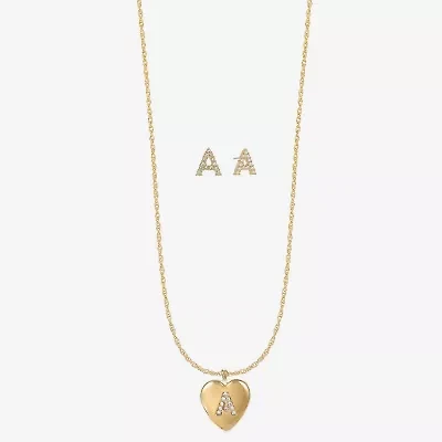 Monet Jewelry Initial Pendant Necklace And Stud Earring Womens Glass Heart 2-pc. Set