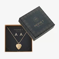 Monet Jewelry Initial Pendant Necklace And Stud Earring Womens Glass Heart 2-pc. Set