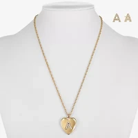 Monet Jewelry Initial Pendant Necklace And Stud Earring Womens Glass Heart 2-pc. Set