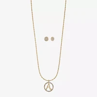 Monet Jewelry Initial Pendant Necklace And Stud Earring Womens Glass Round 2-pc. Set