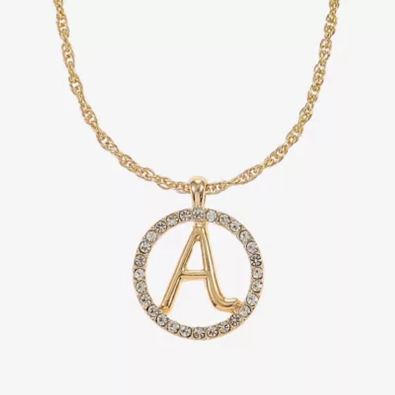 Monet Jewelry Initial Pendant Necklace And Stud Earring Womens Glass Round 2-pc. Set