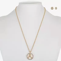 Monet Jewelry Initial Pendant Necklace And Stud Earring Womens Glass Round 2-pc. Set