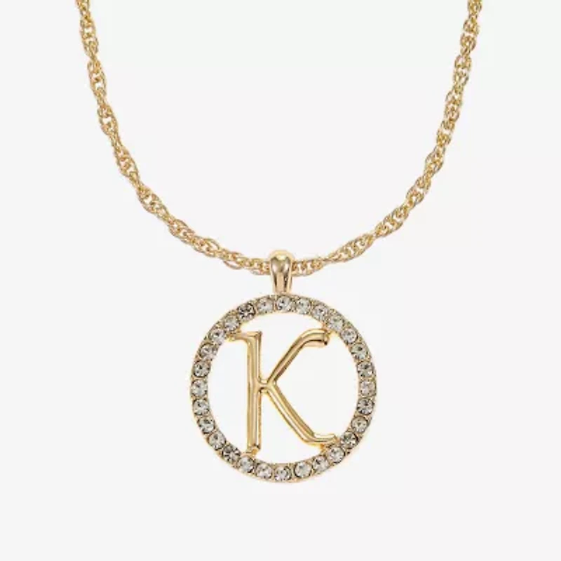 Monet Jewelry Initial Pendant Necklace And Stud Earring Womens Glass Round 2-pc. Set