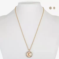 Monet Jewelry Initial Pendant Necklace And Stud Earring Womens Glass Round 2-pc. Set
