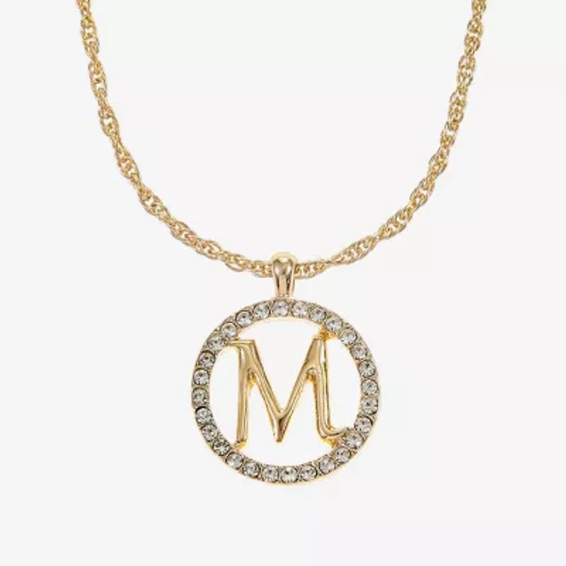 Monet Jewelry Initial Pendant Necklace And Stud Earring Womens Glass Round 2-pc. Jewelry Set