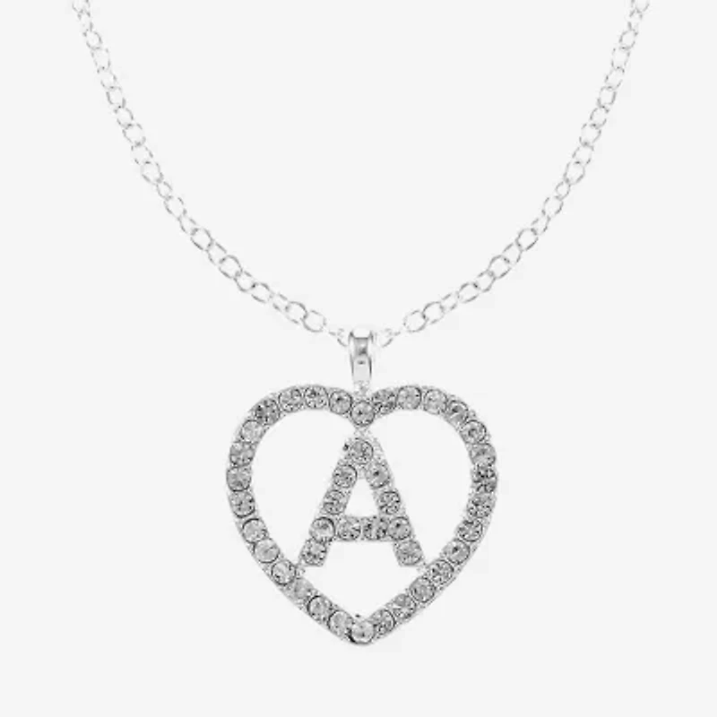 Monet Jewelry Initial Pendant Necklace And Stud Earring Womens Glass Heart 2-pc. Set
