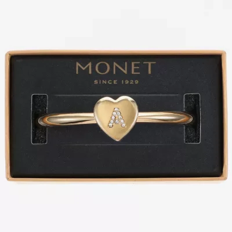 Monet Jewelry Initial Womens Glass Heart Stretch Bracelet