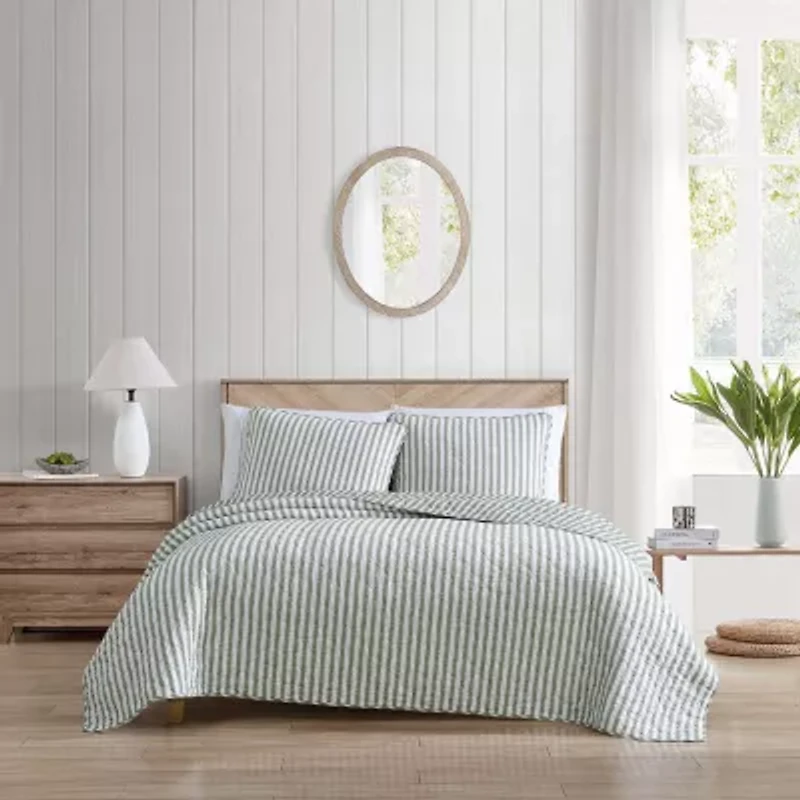 Stone Cottage Willow Way Ticking Stripe Quilt Set