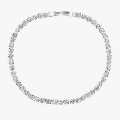 Sparkle Allure Womens Cubic Zirconia Pure Silver Over Brass Round 7.5 Inch Tennis Bracelet