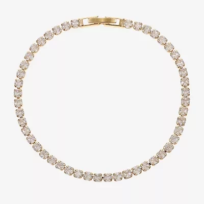 Sparkle Allure Womens Cubic Zirconia 14K Gold Over Brass Round 7.5 Inch Tennis Bracelet