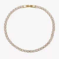 Sparkle Allure Womens Cubic Zirconia 14K Gold Over Brass Round 7.5 Inch Tennis Bracelet
