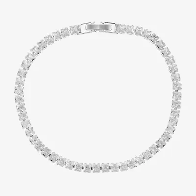 Sparkle Allure Womens Cubic Zirconia Pure Silver Over Brass Square 7.5 Inch Tennis Bracelet