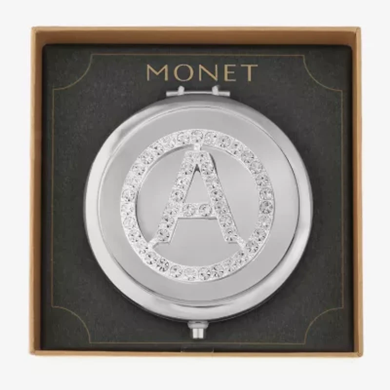 Monet Jewelry Initial Gray Round Compact Mirror