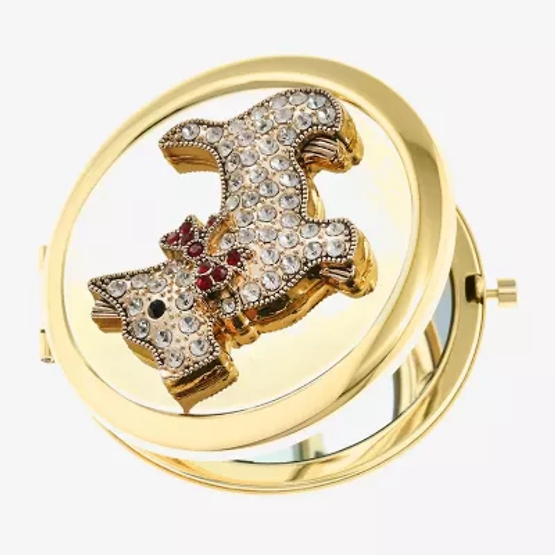 Monet Jewelry Gold Tone Dog Gold Tone Compact Mirror