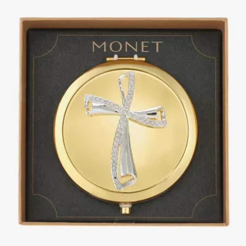 Monet Jewelry Gold Tone Gold Tone Cross Compact Mirror