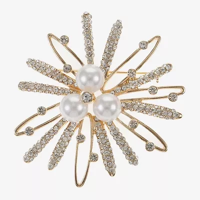 Monet Jewelry Gold Tone Cluster Glass Pin