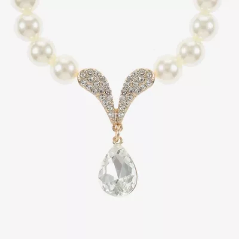 Monet Jewelry Collar Necklace And Drop Earring Womens Glass Simulated Pearl 2-pc. Jewelry Set