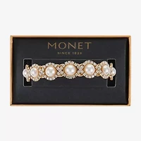 Monet Jewelry Womens Glass Simulated Pearl Round Bangle Bracelet