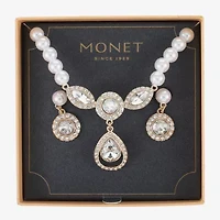 Monet Jewelry Y Necklace And Drop Earring Womens Glass Simulated Pearl 2-pc. Jewelry Set