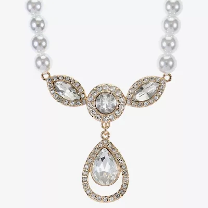 Monet Jewelry Y Necklace And Drop Earring Womens Glass Simulated Pearl 2-pc. Jewelry Set