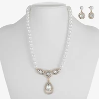Monet Jewelry Y Necklace And Drop Earring Womens Glass Simulated Pearl 2-pc. Jewelry Set