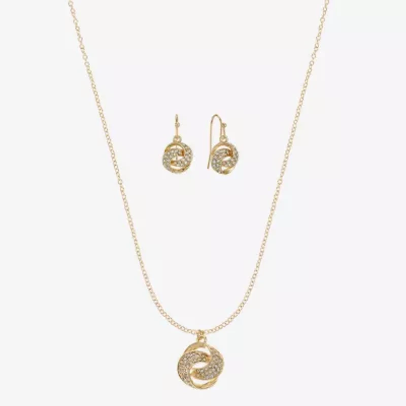 Monet Jewelry Pendant Necklace And Drop Earring Womens Glass Knot 2-pc. Jewelry Set
