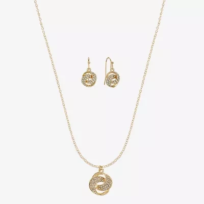 Monet Jewelry Pendant Necklace And Drop Earring Womens Glass Knot 2-pc. Jewelry Set