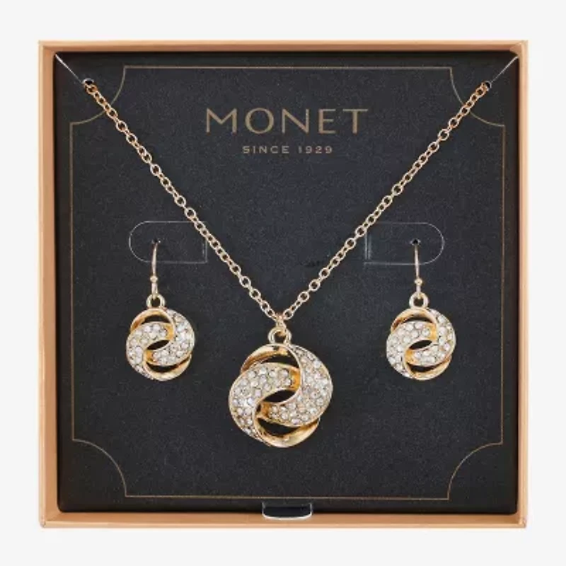 Monet Jewelry Pendant Necklace And Drop Earring Womens Glass Knot 2-pc. Jewelry Set